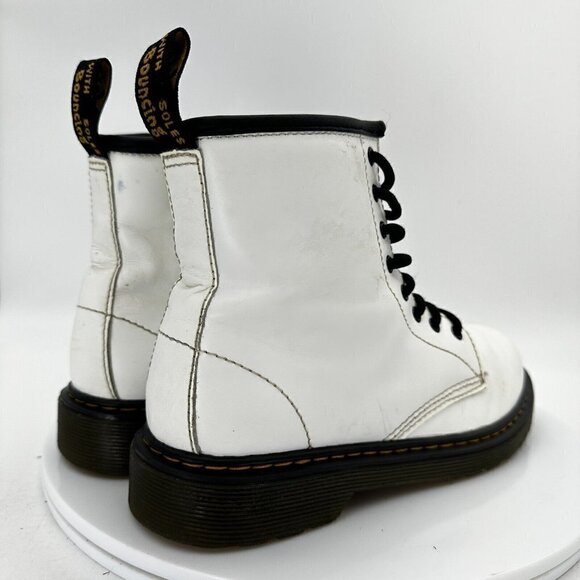 Dr Martens 1460 J Women US 5 White Leather Side Zip Classic 8 Eye Combat Boot - Picture 5 of 14